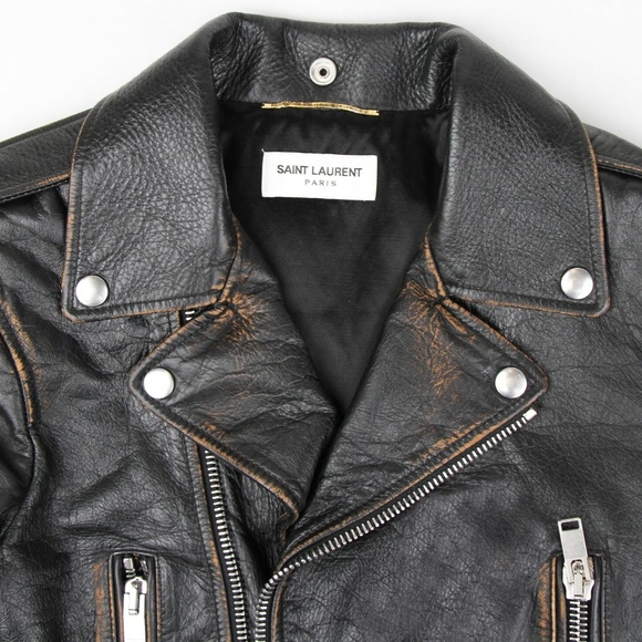 Saint Laurent Women's Dark Brown Leather Motorcycle Jacket SIZE 36 - Picture 3 of 3